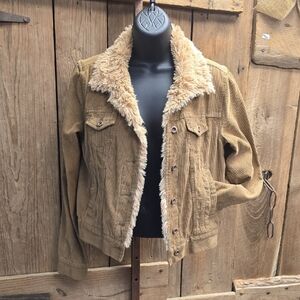 White Crow Tan Cord Jacket with Faux Fur